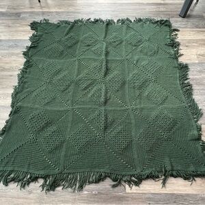 Green handmade Crochet Throw Blanket